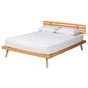Baxton Studio Joaquin Modern Japandi Rustic Brown Finished Wood Queen Size Platform Bed